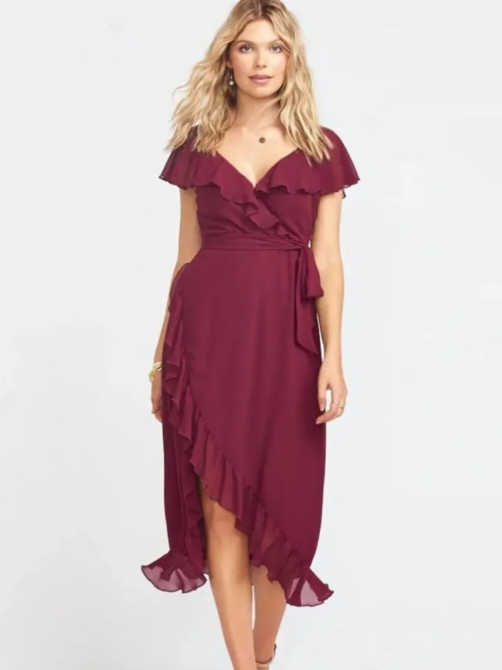 NWT Show me your MuMu Jess Ruffle Midi Dress M - No Belt